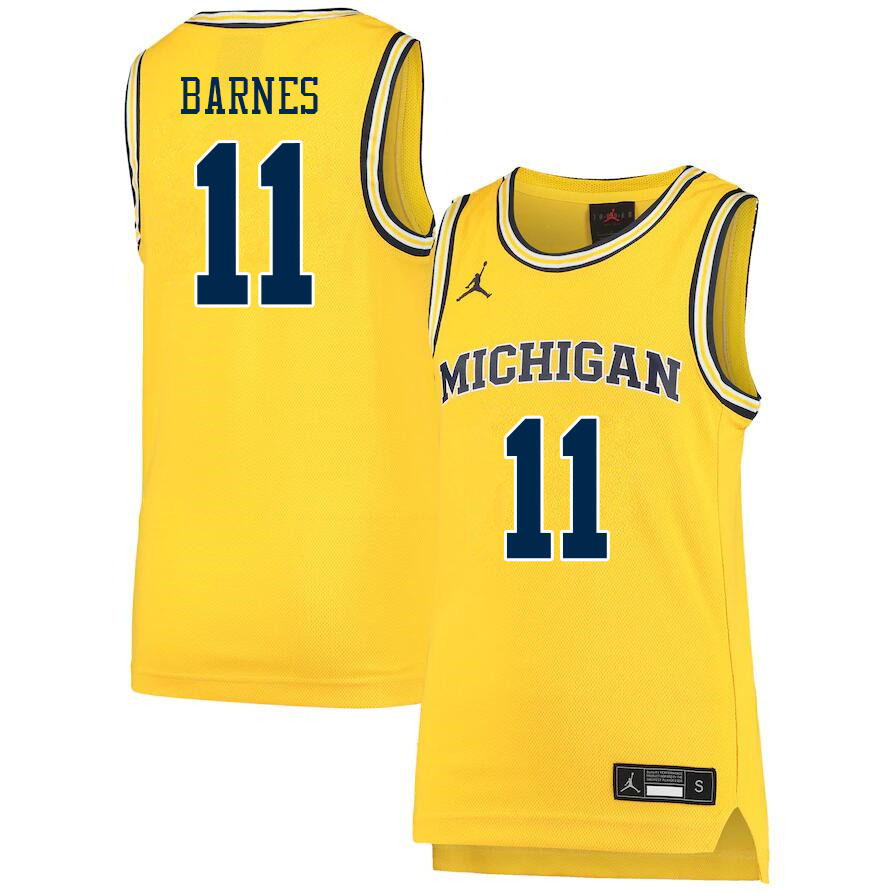 Men #11 Isaiah Barnes Michigan Wolverines College Basketball Jerseys Sale-Yellow - Click Image to Close
